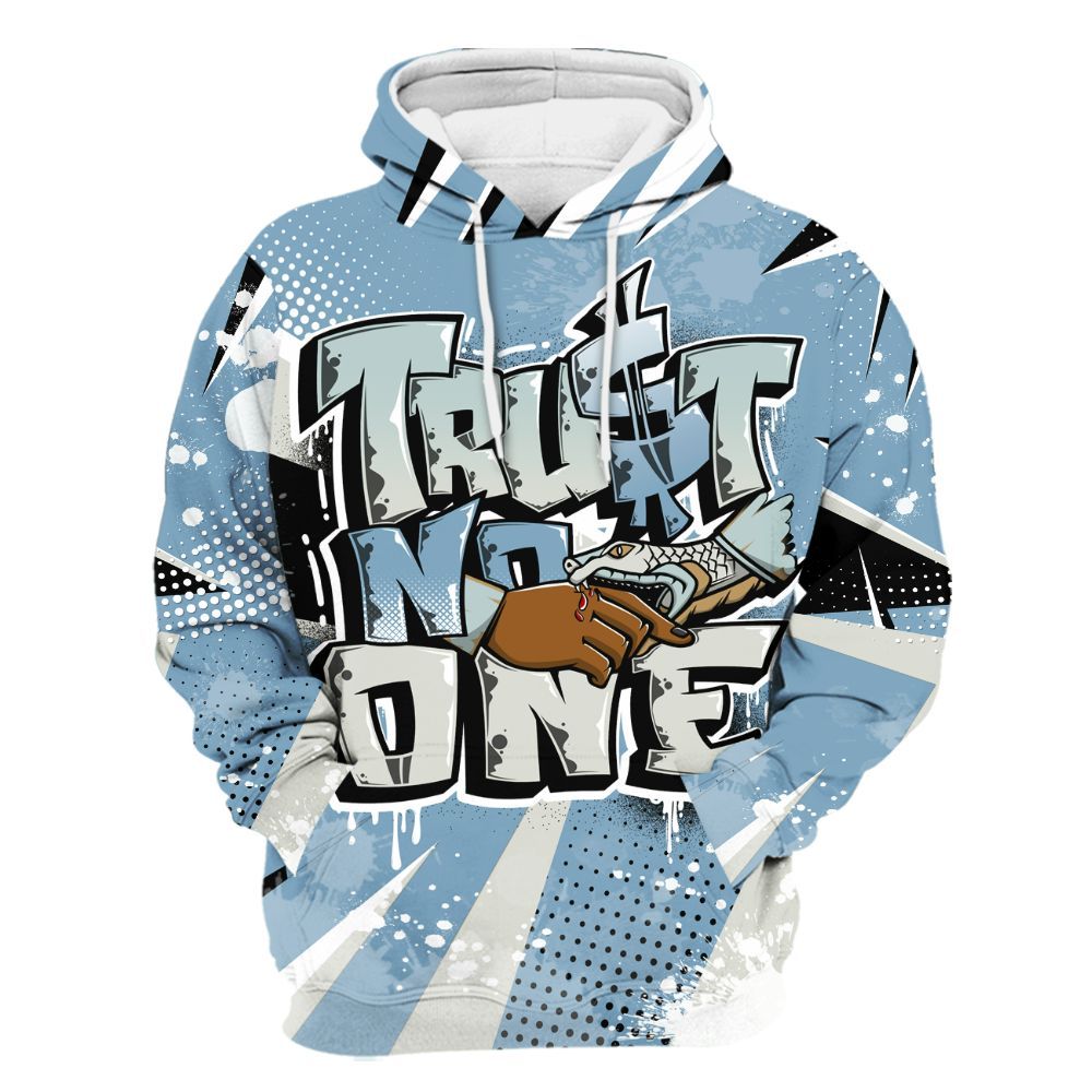 Hoodie To Match Denim Worn Blue 2025 4s - Poly Trust No One Dripping All Over Print