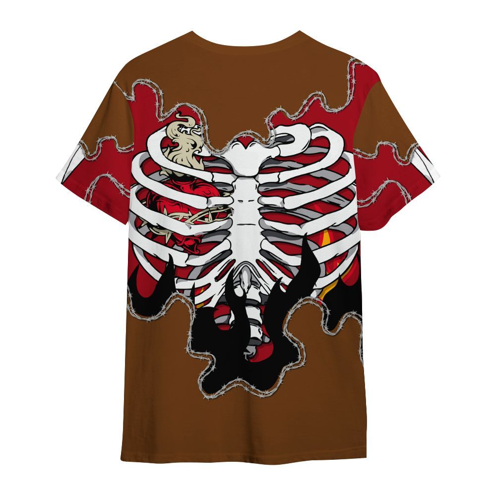 Shirt To Match Archaeo Brown 5s - Skeleton Heart On Fire All Over Print