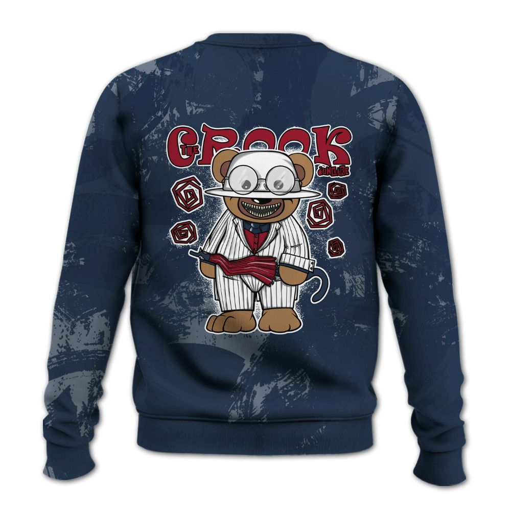 Sweatshirt To Match White Midnight Navy 6s - Swindler Bear Circle Slpash All Over Print