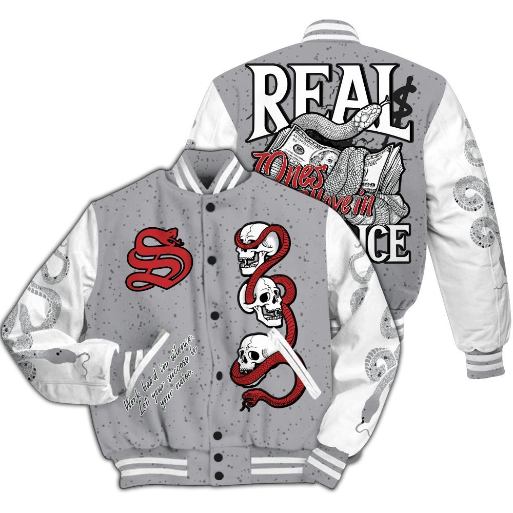 Varsity Jacket To Match White Cement 4s - Snake Move In Silence All Over Print