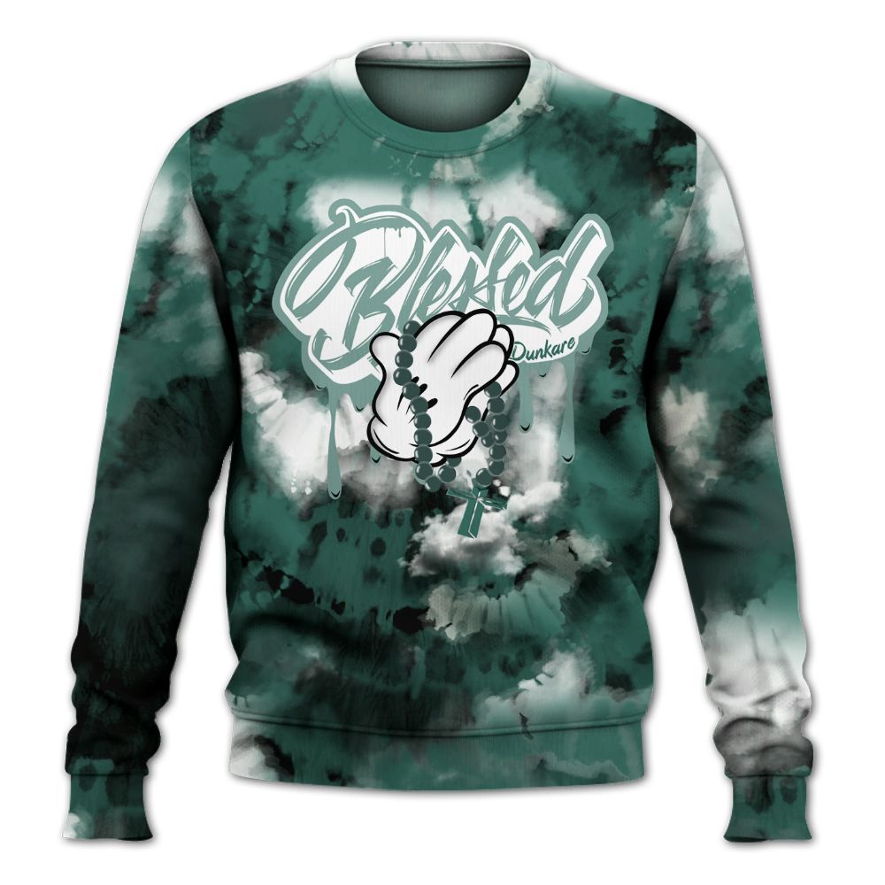Sweatshirt To Match RM Oxidized Green 4s - God Blessed Tie Dye All Over Print