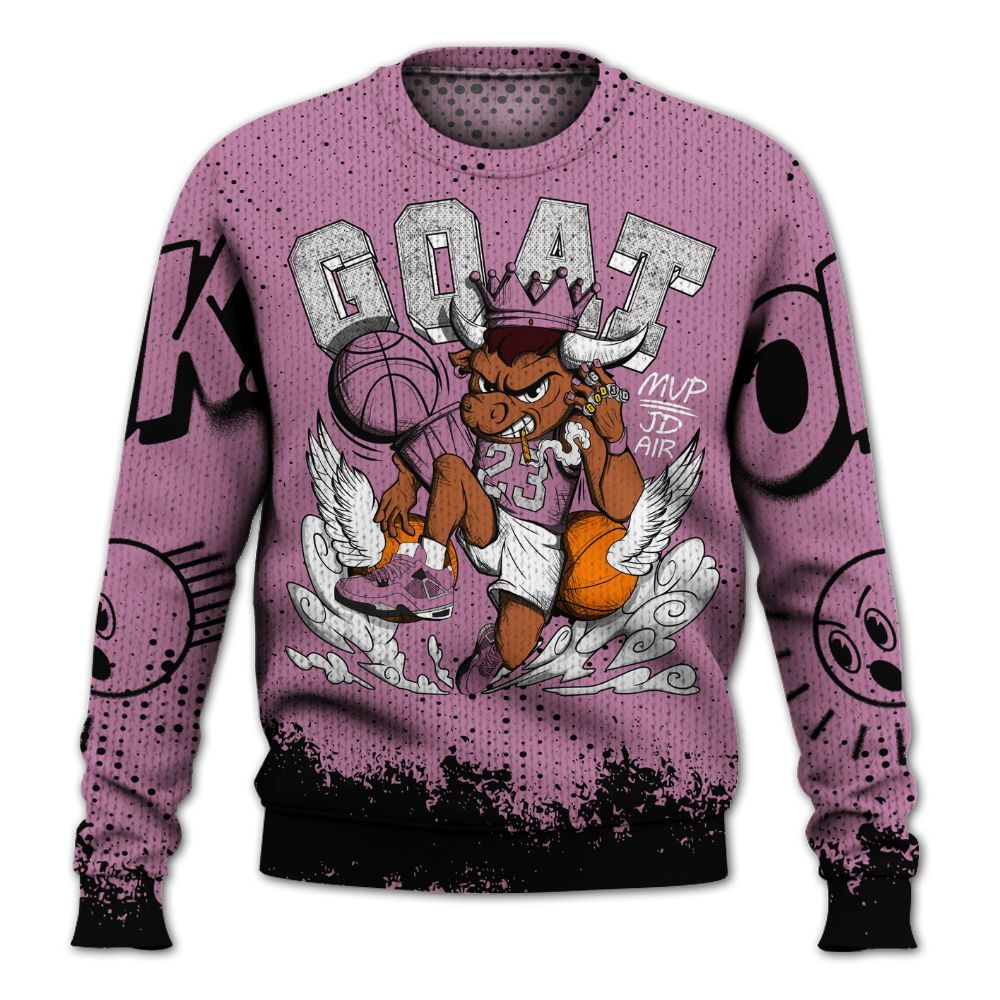 Knitted Sweater To Match Neutral Grey Black White Orchid 4s - FlightMan Number 23 G.O.A.T