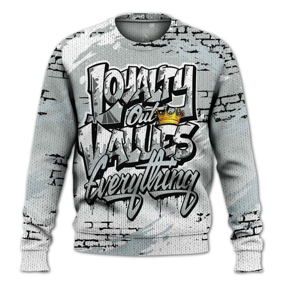 Knitted Sweater To Match Black Wolf Grey 12s - Values Of Loyalty Drip