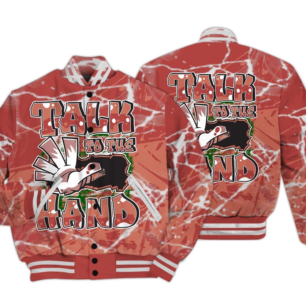 Varsity Jacket To Match Dune Red 13s - Talk To Hand Profound Graphic Varsity Jacket Unisex