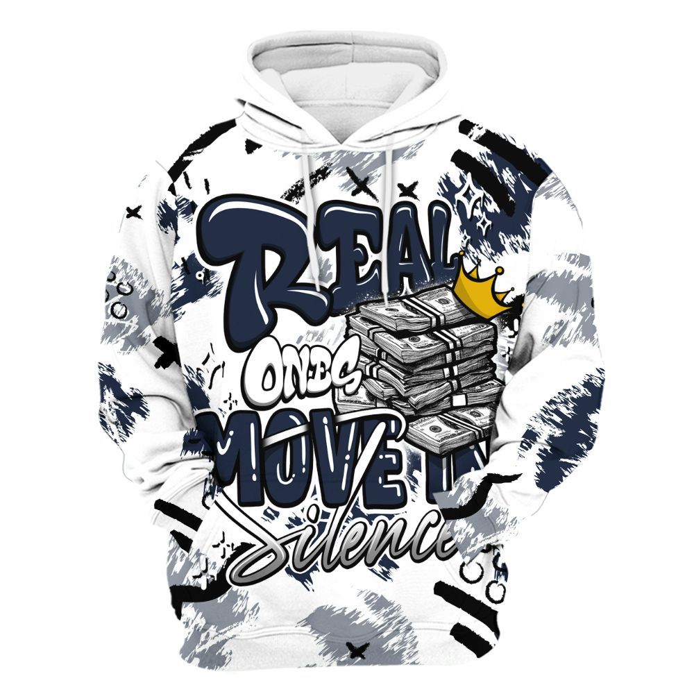 Hoodie To Match Dunk Low White Midnight Navy - Real Ones Move In Streetwear All Over Print