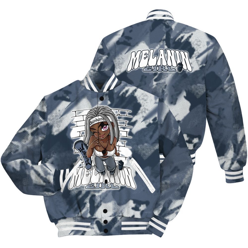 Varsity Jacket To Match Low Diffused Blue 11s Shirt - MelaninGirl Abstract Halftone All Over Print