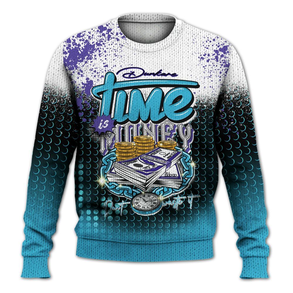 Knitted Sweater To Match Retro Aqua 6s - Halftone Time Is Money