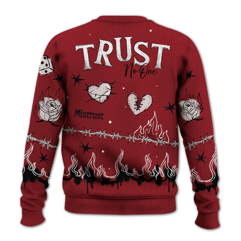 Knitted Sweater To Match High Black Toe Reimagined 1s - Trust No One Snake-Bite Doodle Crayon