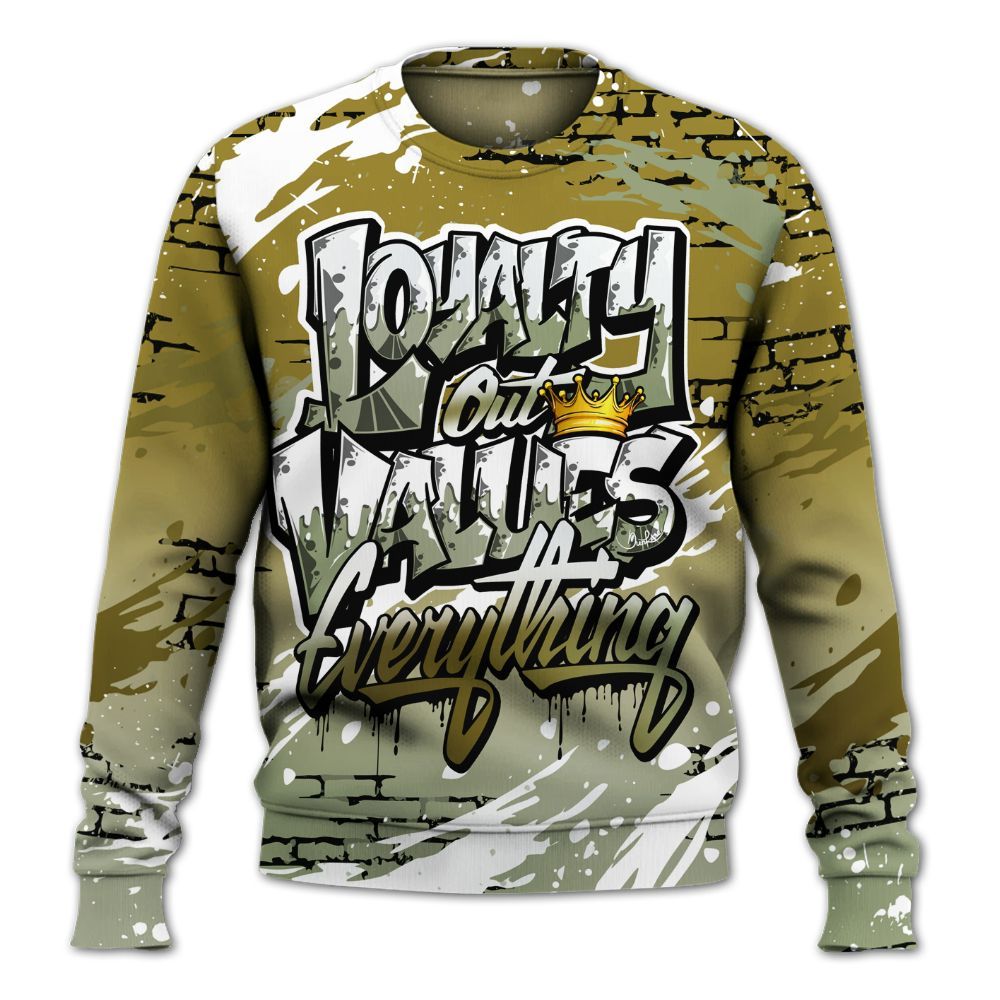 Sweatshirt To Match Air Flightposite Metallic Gold - Values Of Loyalty Drip All Over Print