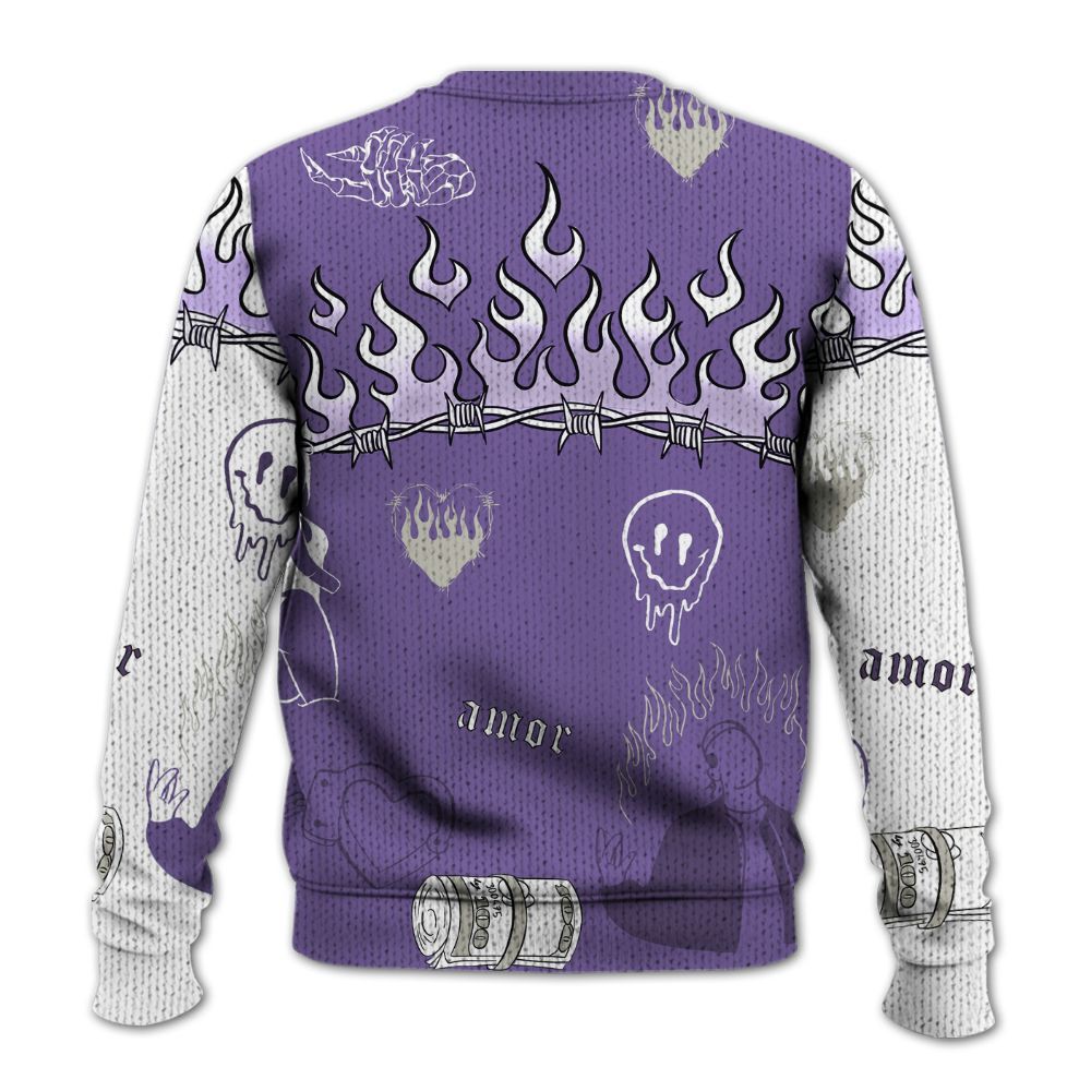 Knitted Sweater To Match Dunk Low Black Raspberry - Snake Trust No One