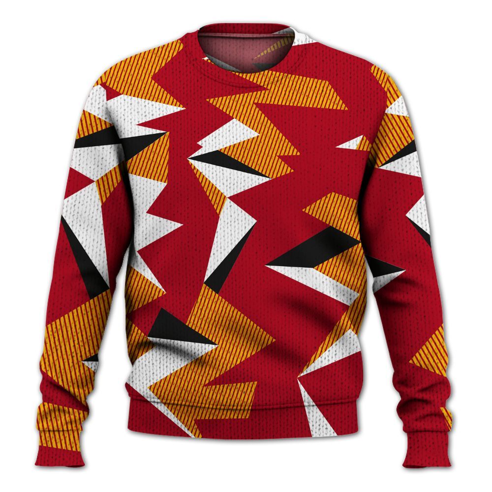Knitted Sweater To Match Cardinal 7s - Geometric Camouflage Pattern