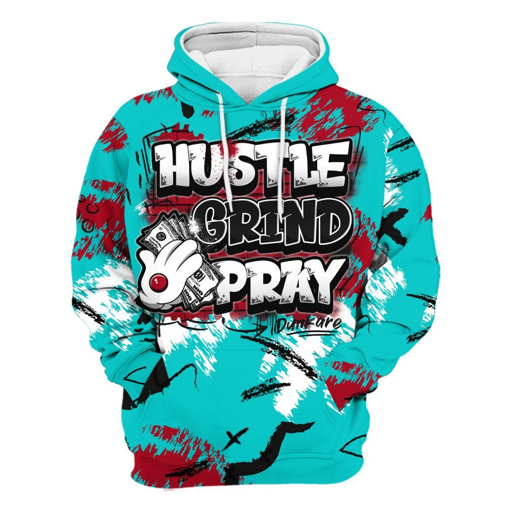Hoodie To Match Air Griffey Max 1 Freshwater - Hustle Grind Pray Graphic Street Style All Over Print