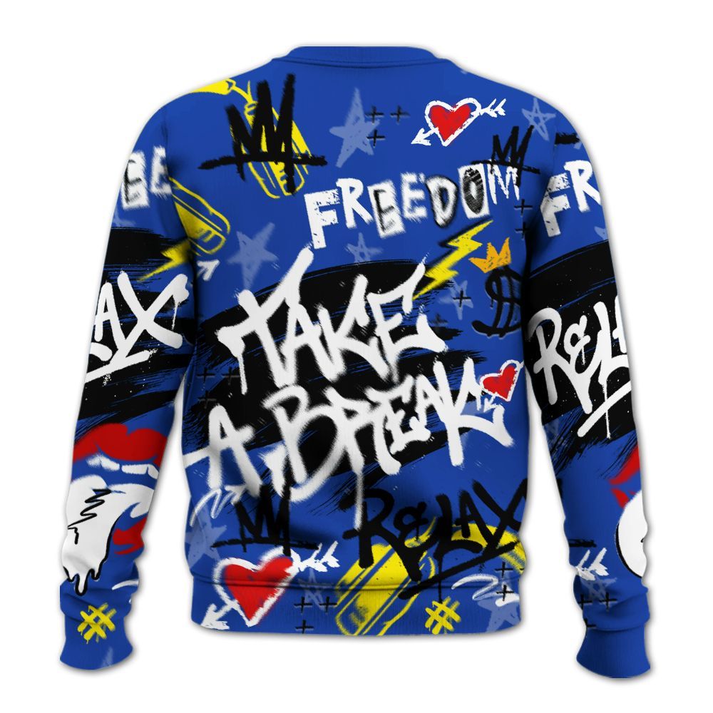 Sweatshirt To Match Laney 14s - Take Break Freedom Graffiti Streetwear All Over Print