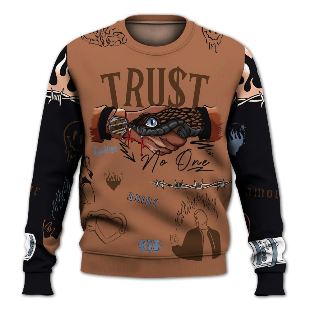 Sweatshirt To Match Air Foamposite Metallic Copper - Snake Trust No One All Over Print