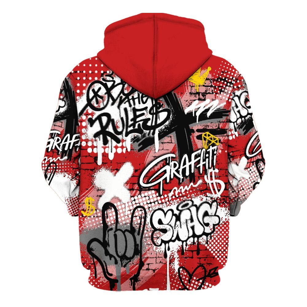 Hoodie To Match Bred Reimagined 4s - True It Real Graffiti Streetwear All Over Print