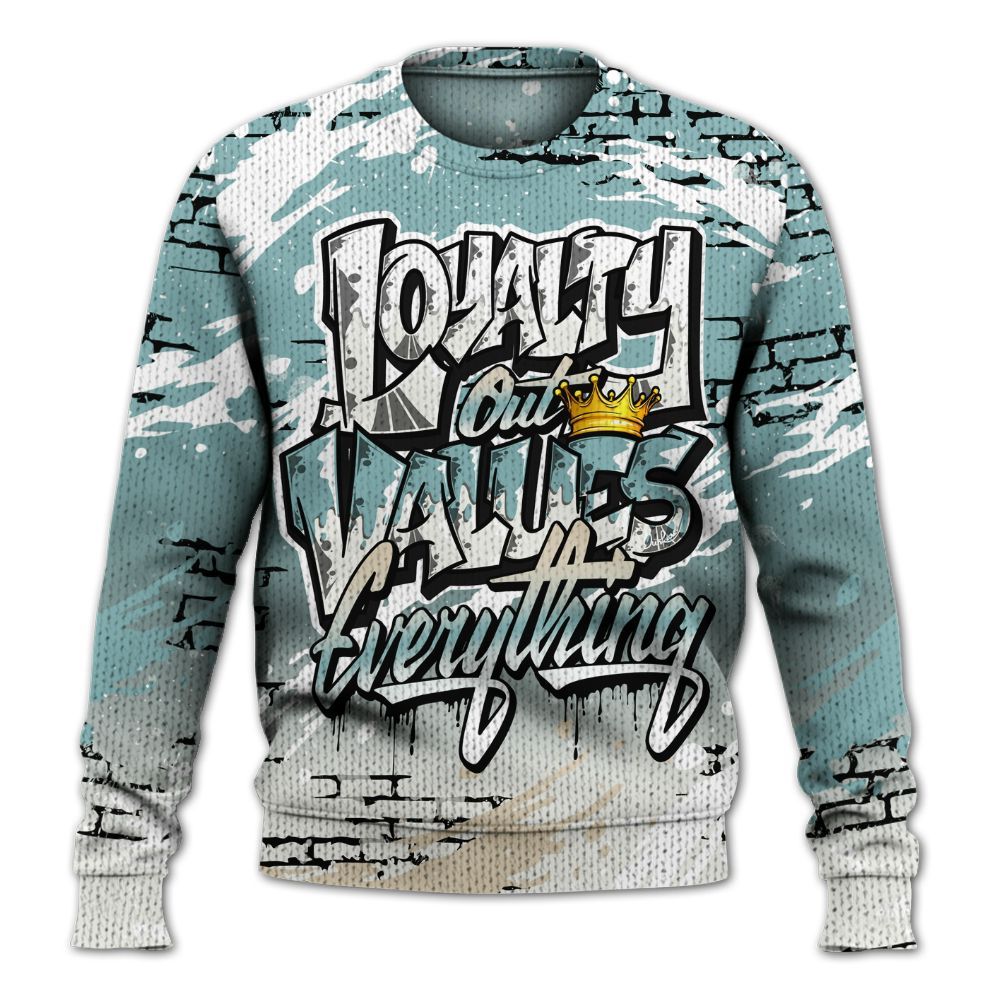 Knitted Sweater To Match Dunk Low Glacier Blue Pale Ivory - Values Of Loyalty Drip