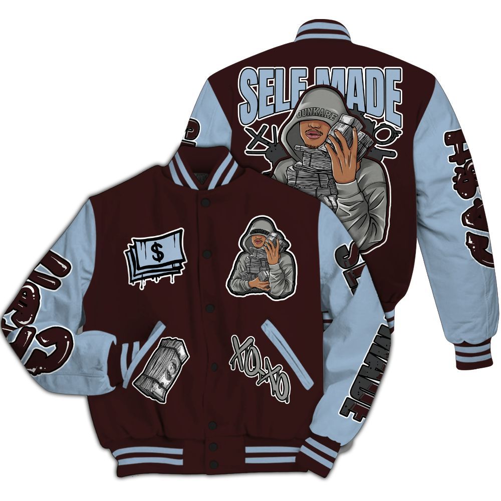 Varsity Jacket To Match Burgundy 5s - Selfmade Unique All Over Print
