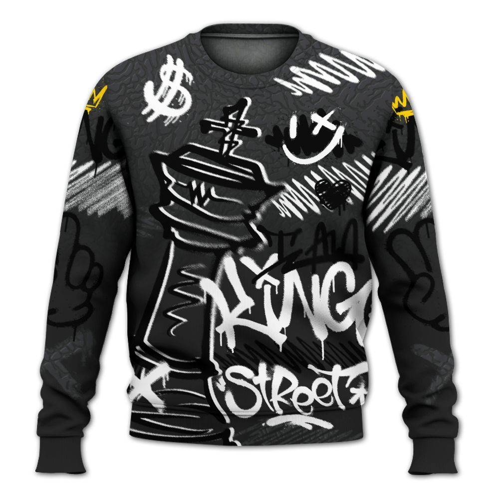Sweatshirt To Match Black Cat 3s - Street King Chess Streetwear All Over Print