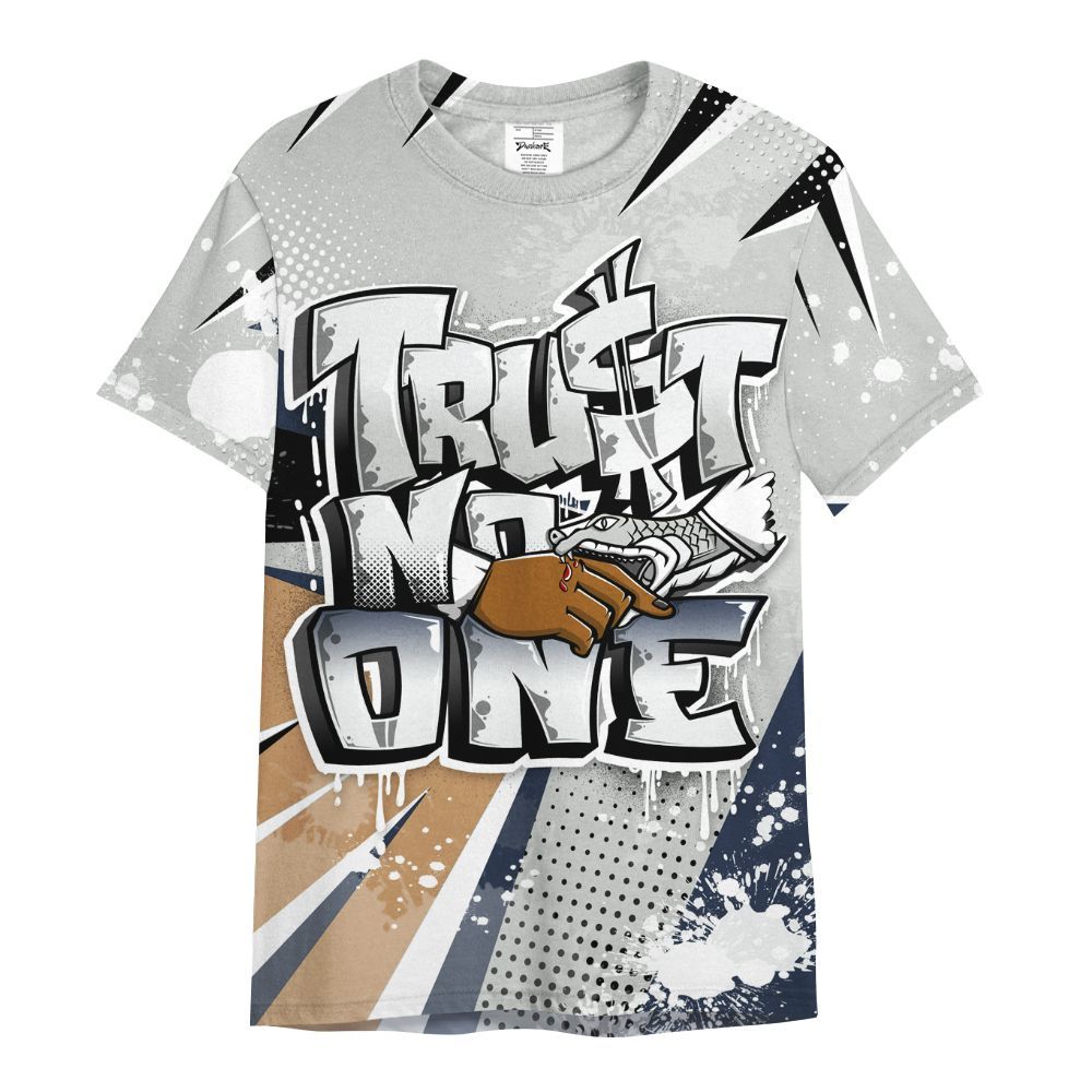 Shirt To Match Low Navy Grey Gum 1s - Trust No One Dripping All Over Print
