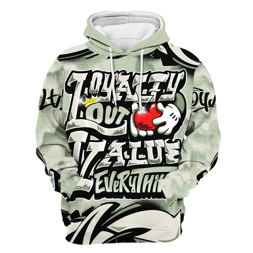 Hoodie To Match Seafoam Sail 4s - Loyalty Out Value Graffiti All Over Print