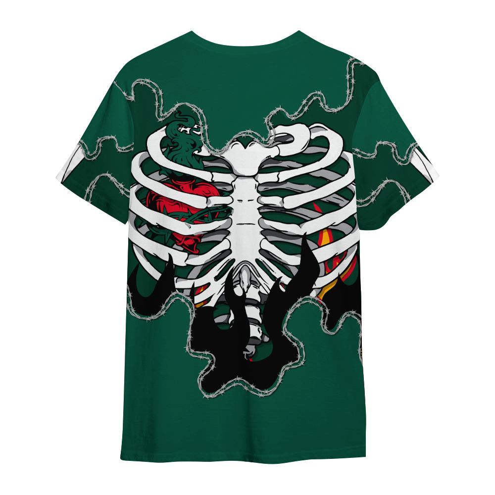Shirt To Match Oxidized Green 4s - Skeleton Heart On Fire All Over Print
