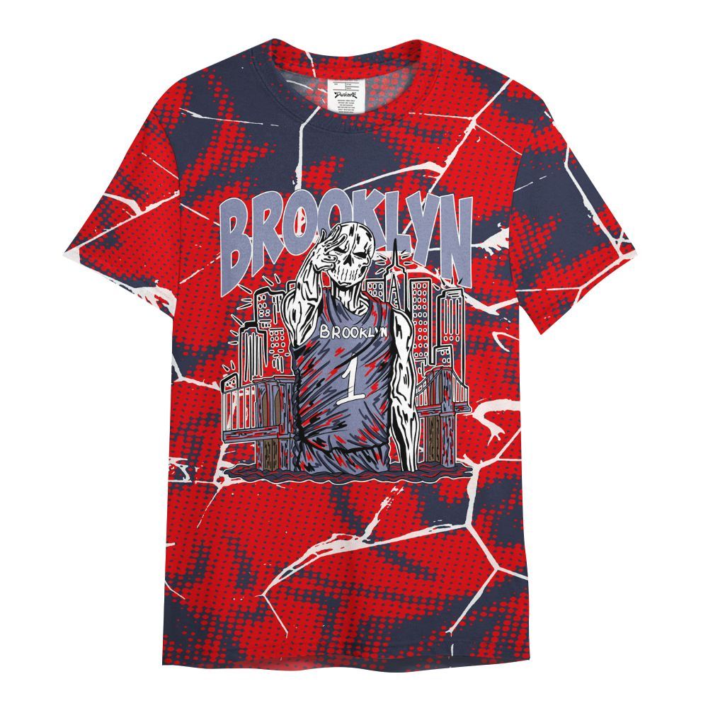 Shirt To Match Low OG Howard Bison 1s - Brooklyn's Skeleton Crack All Over Print