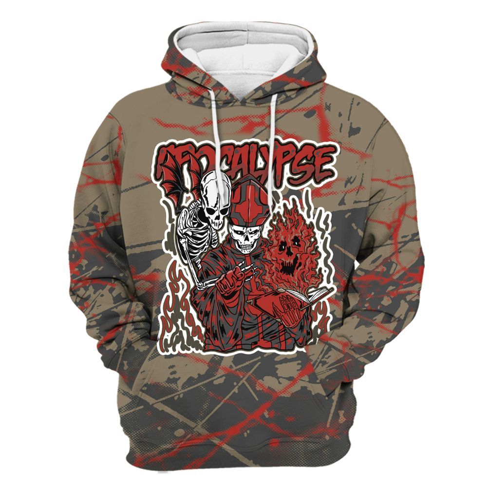 Hoodie To Match Olive 9s - Apocalypse Skeleton Profound All Over Print
