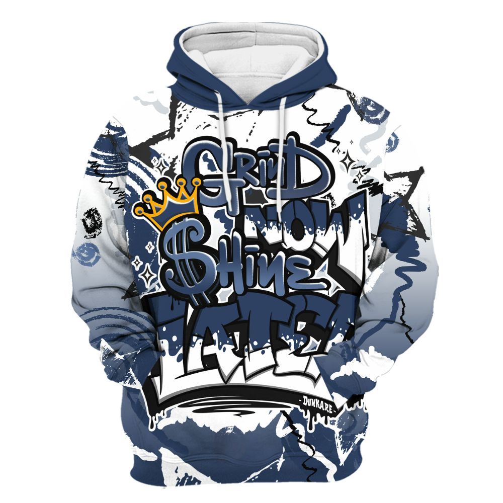Hoodie To Match Low 85 Metallic Blue 1s - Grind Shine Later Drip All Over Print