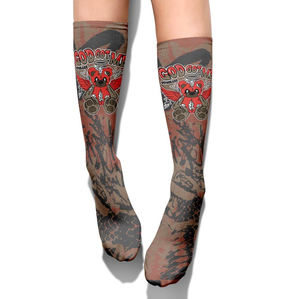 Sock To Match Olive 9s - Gods Guides Me Bear Heart Grunge