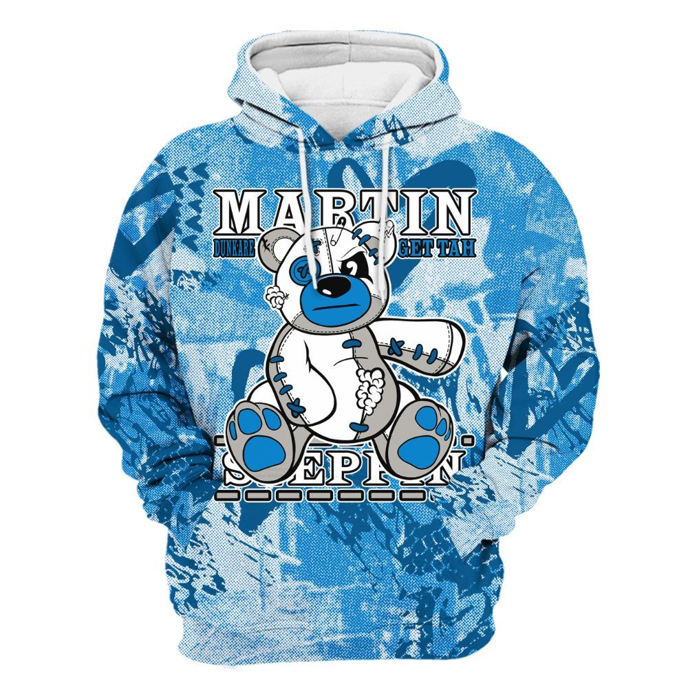 Hoodie To Match Industrial Blue 4s - Tah Steppin Bear Heart Grunge All Over Print