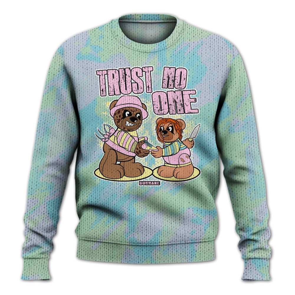 Knitted Sweater To Match SB Dunk Low Visty - Trust No One Bear Abstract Halftone