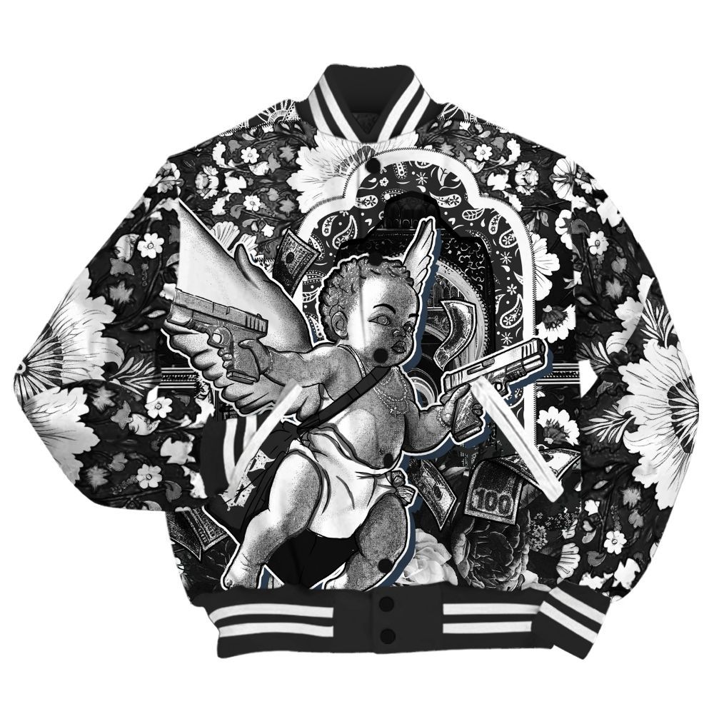 Varsity Jacket To Match White Thunder 4s - Angel Money Bag All Over Print