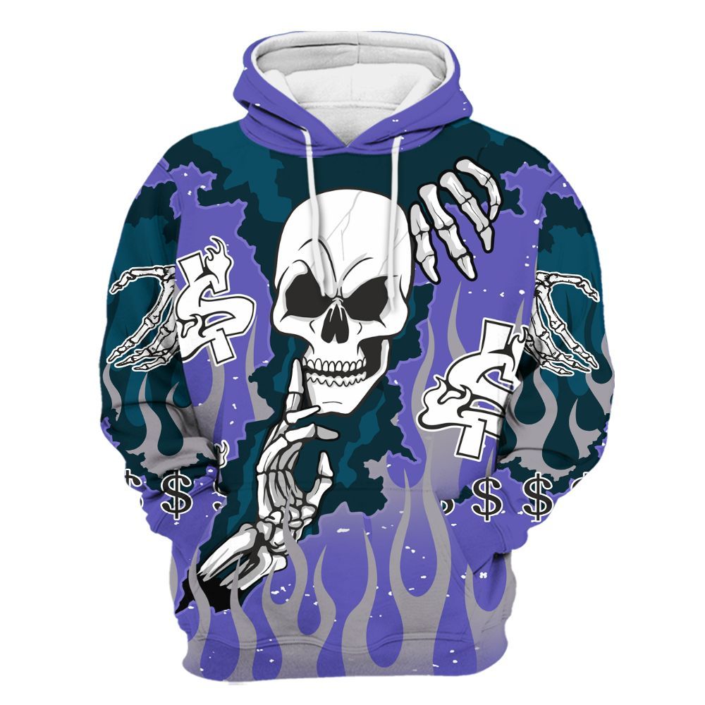 Hoodie To Match Retro Aqua 8s - Ones Move In Silence Graphic Trapped All Over Print