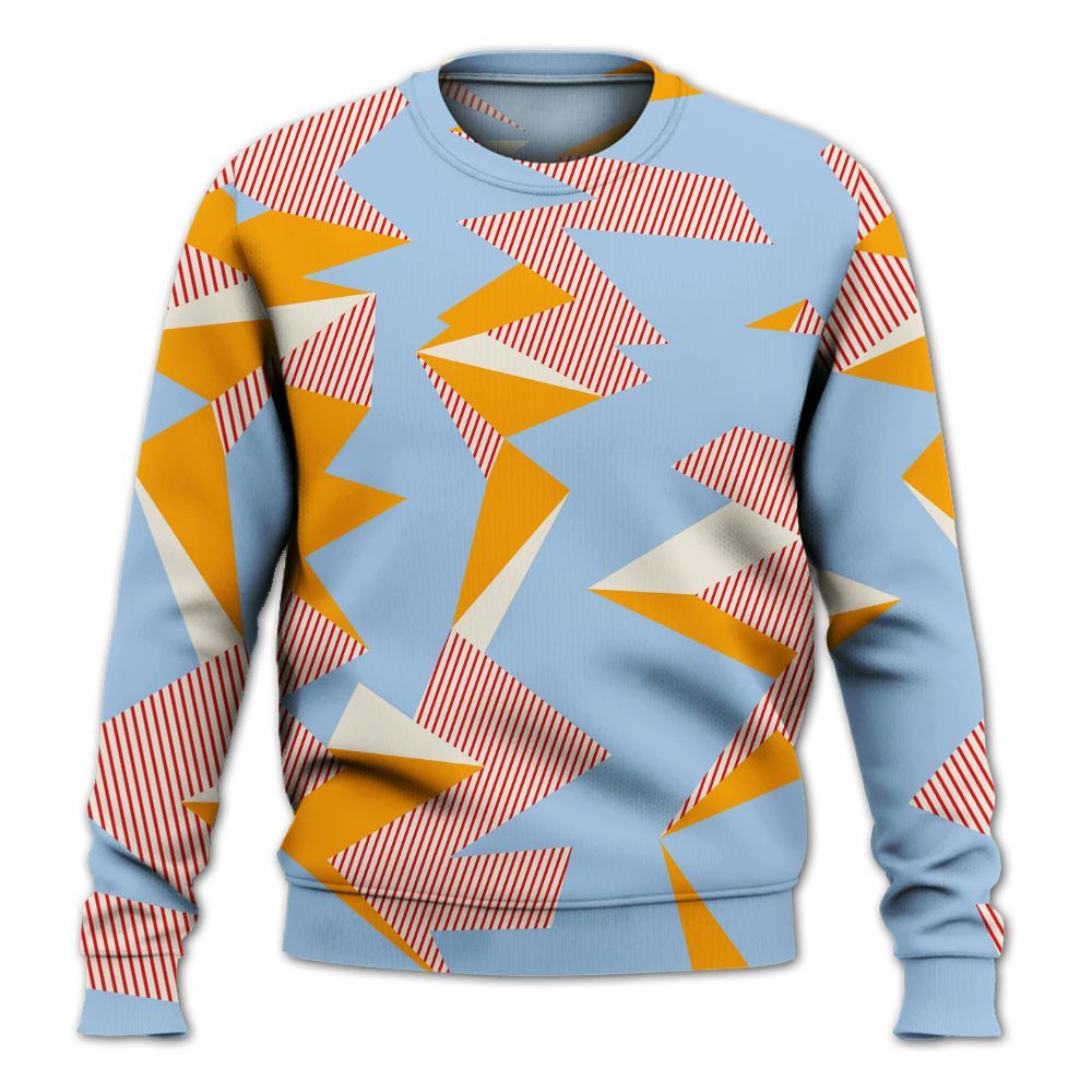 Sweatshirt To Match Retro High OG Pale Ivory Psychic Blue 1s - Geometric Camouflage Pattern All Over Print