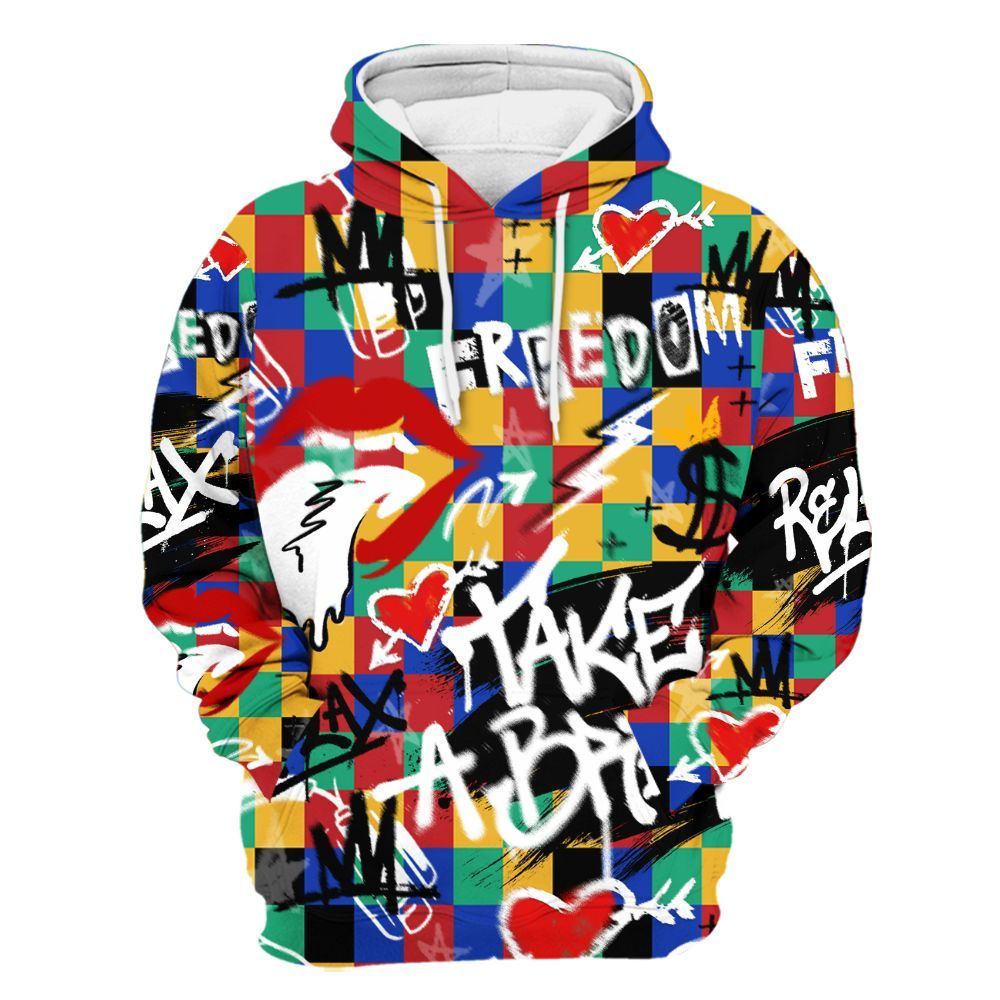 Hoodie To Match Air Rainbow Weave - Take Break Freedom Graffiti Streetwear All Over Print