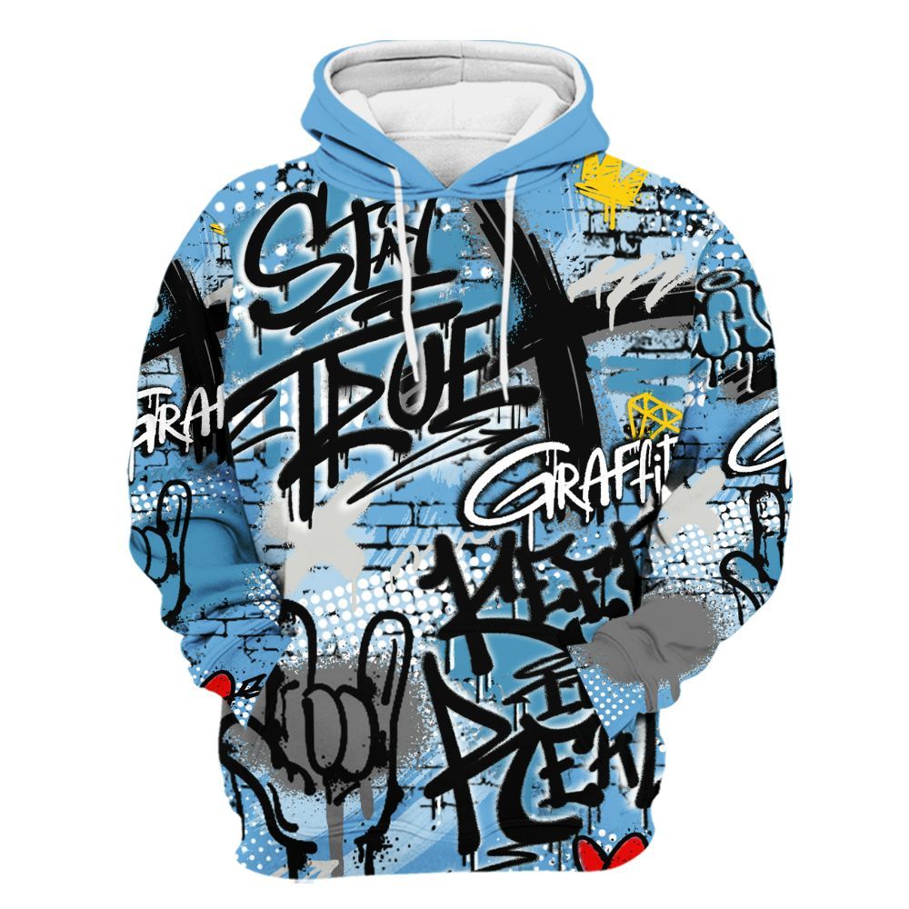Hoodie To Match SB Dunk Low University Blue - True It Real Graffiti Streetwear All Over Print