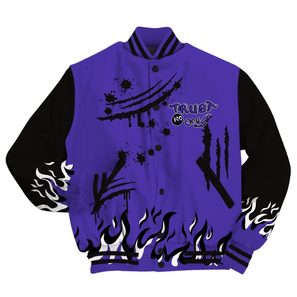 Varsity Jacket To Match Field Purple 12s - Graphic Trust No One All Over Print