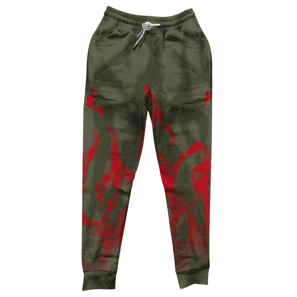 Sweatpant To Match Travis Scott Low OG Medium Olive 1s - Burn All Over Print