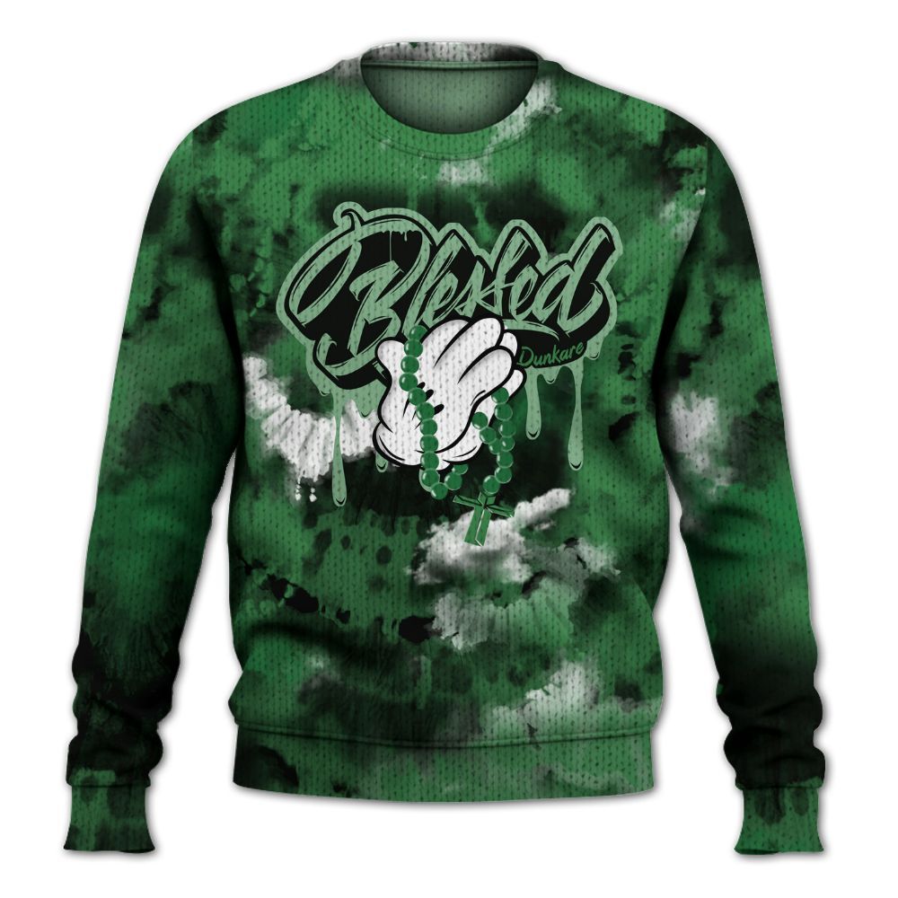 Knitted Sweater To Match Lucky Green 1s - God Blessed Tie Dye