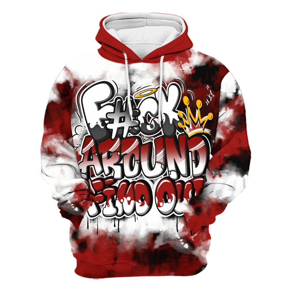 Hoodie To Match High OG Varsity Red 1s - Tie Dye FK Around Find Out All Over Print