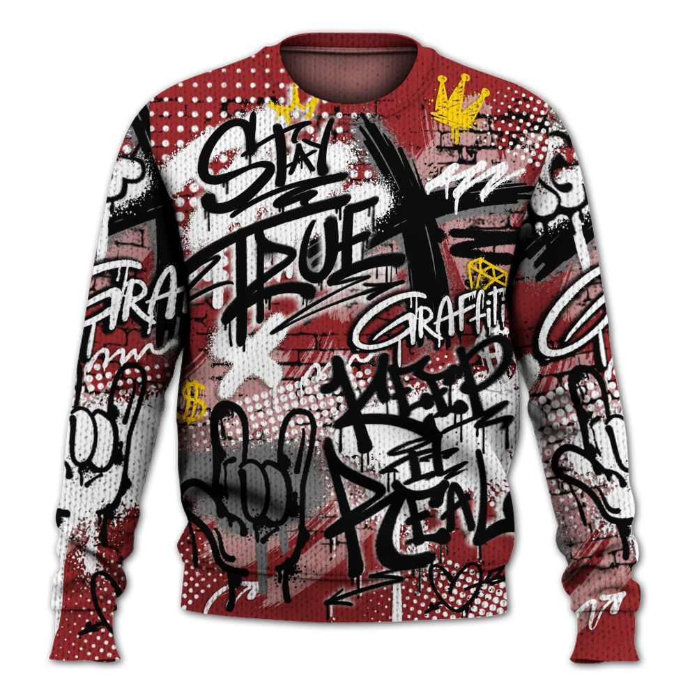 Knitted Sweater To Match Alternate Flu Game 12s - True It Real Graffiti Streetwear