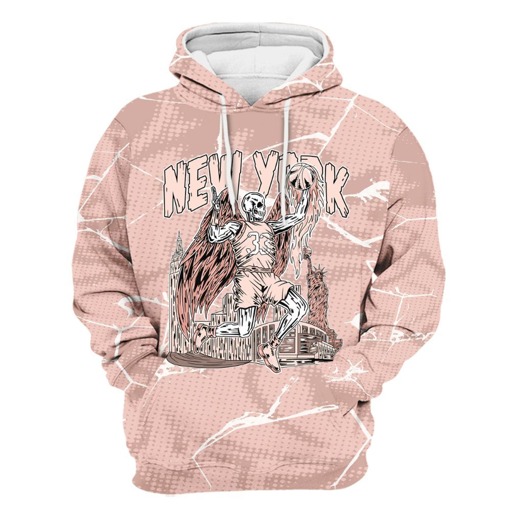 Hoodie To Match Low Legend Pink 11s - Ewing Era Skeleton Crack All Over Print