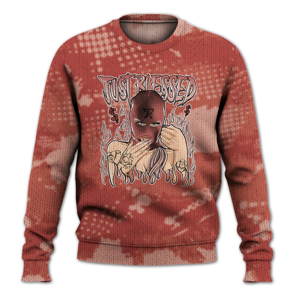 Knitted Sweater To Match Dune Red 13s - Blessed!! Smoke Dot