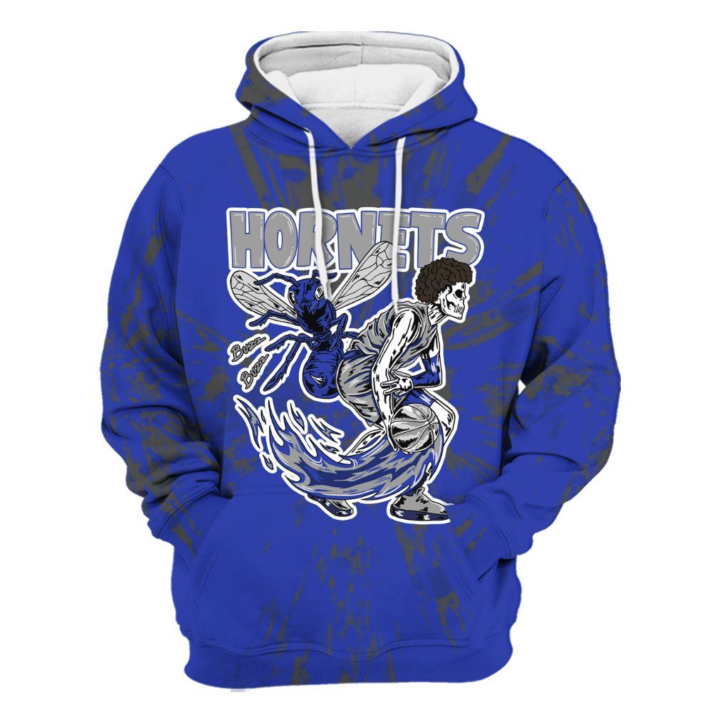Hoodie To Match Air Max Plus Black Racer Blue - Hornets Skeleton Luxury All Over Print