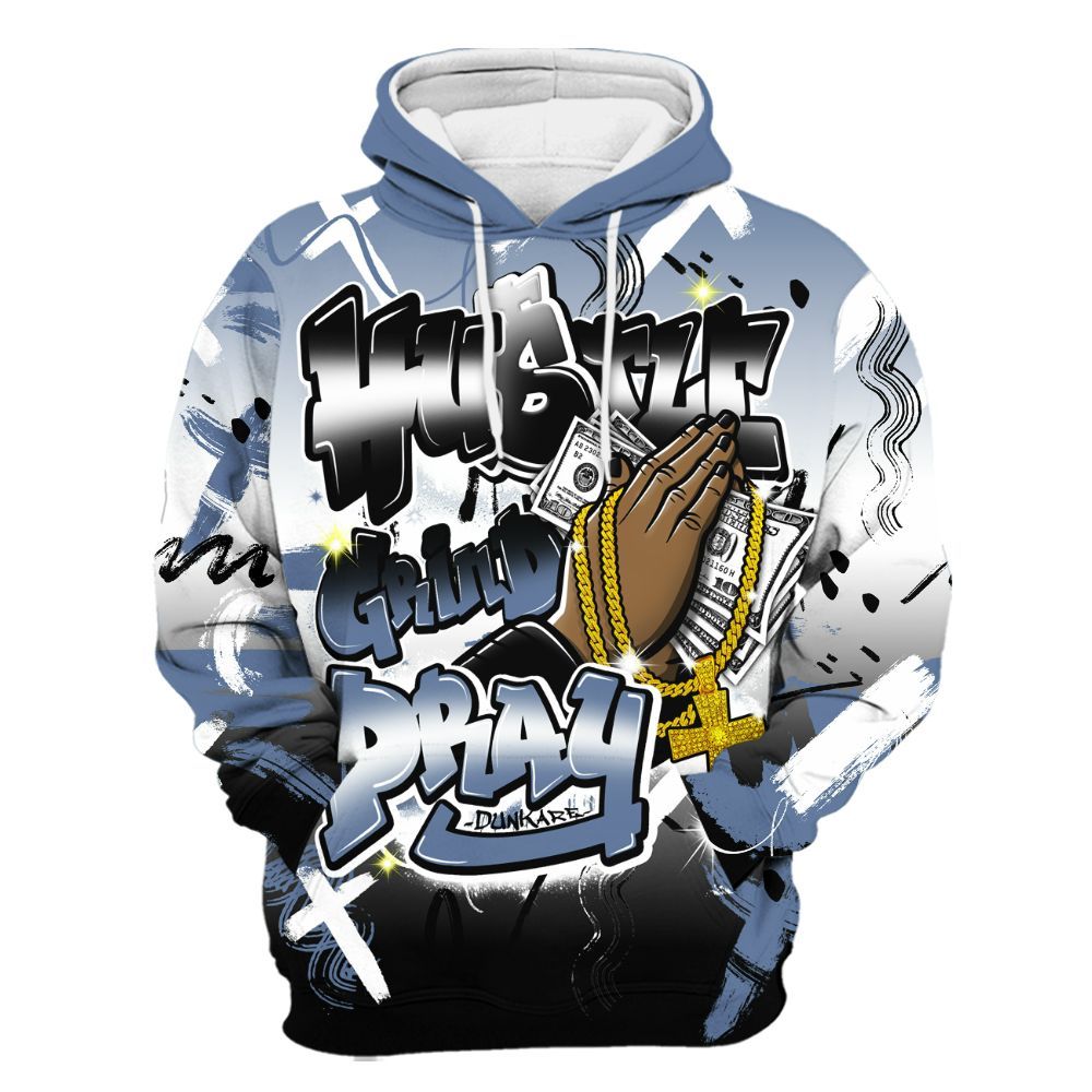 Hoodie To Match Mid Space Jam 1s - Money Hustle Grind Pray All Over Print