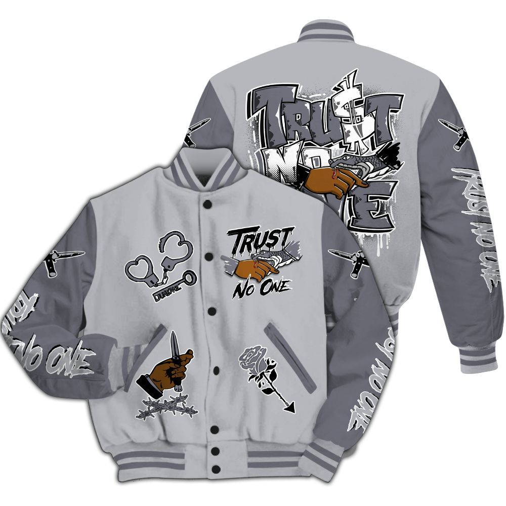 Varsity Jacket To Match Low Cement Grey 11s - Trust No One Dripping All Over Print