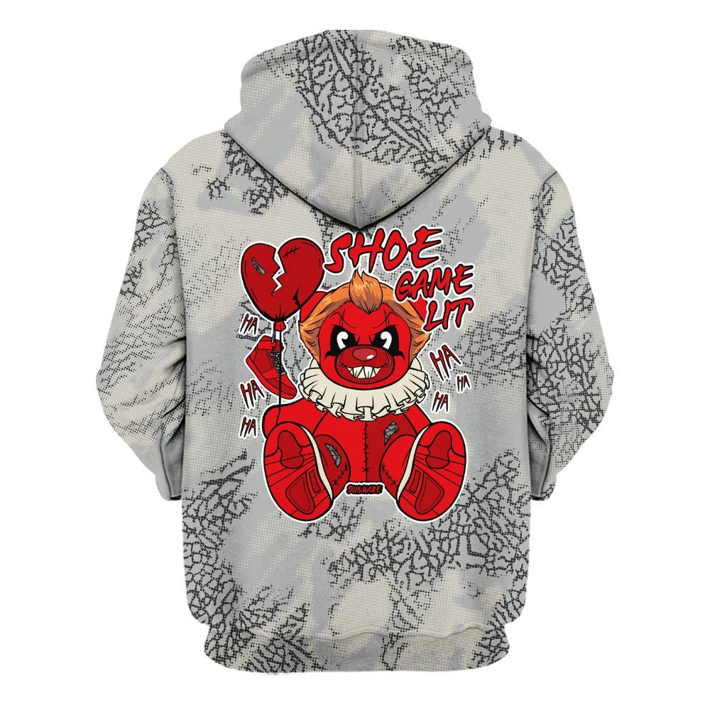 Hoodie To Match Cement Grey 3s - Shoe Game Bear Abstract Halftone All Over Print