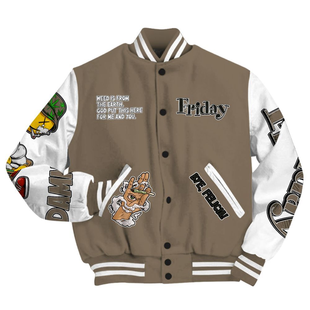 Varsity Jacket To Match Low OG Dark Mocha 1s - Friday Sneaker Stress Style All Over Print