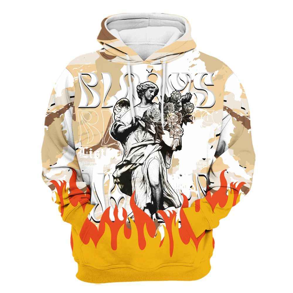 Hoodie To Match Desert Camo 3s - Blooms Whisper Retro All Over Print