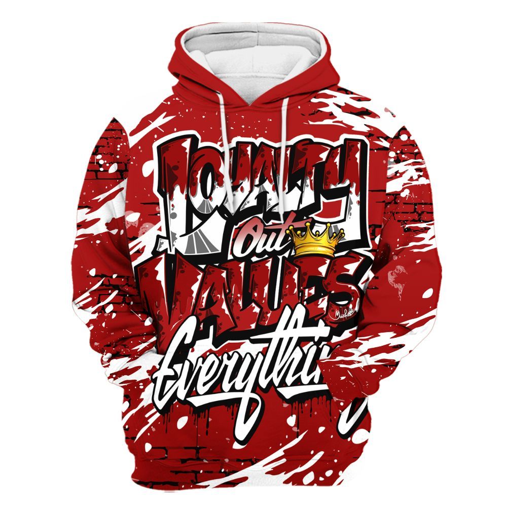 Hoodie To Match Low Terror White University Red 1s - Values Of Loyalty Drip All Over Print